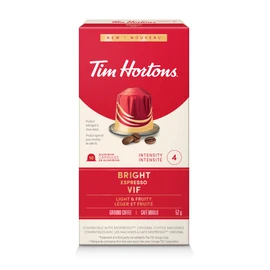 Tim Hortons Bright Espresso Capsules, Nespresso Original Line Compatible Capsules, 10 Count
