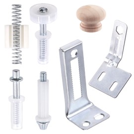 Wokape 7Pcs Bifold Door Hardware Repair Kit, Bifold Sliding Closet Doors Hardware Repair Kit Contains Pivots, 7/8"-1" Guide Wheel, Wooden Knob, Plastic Tightener with Spring Aligner for Wardrobe Door