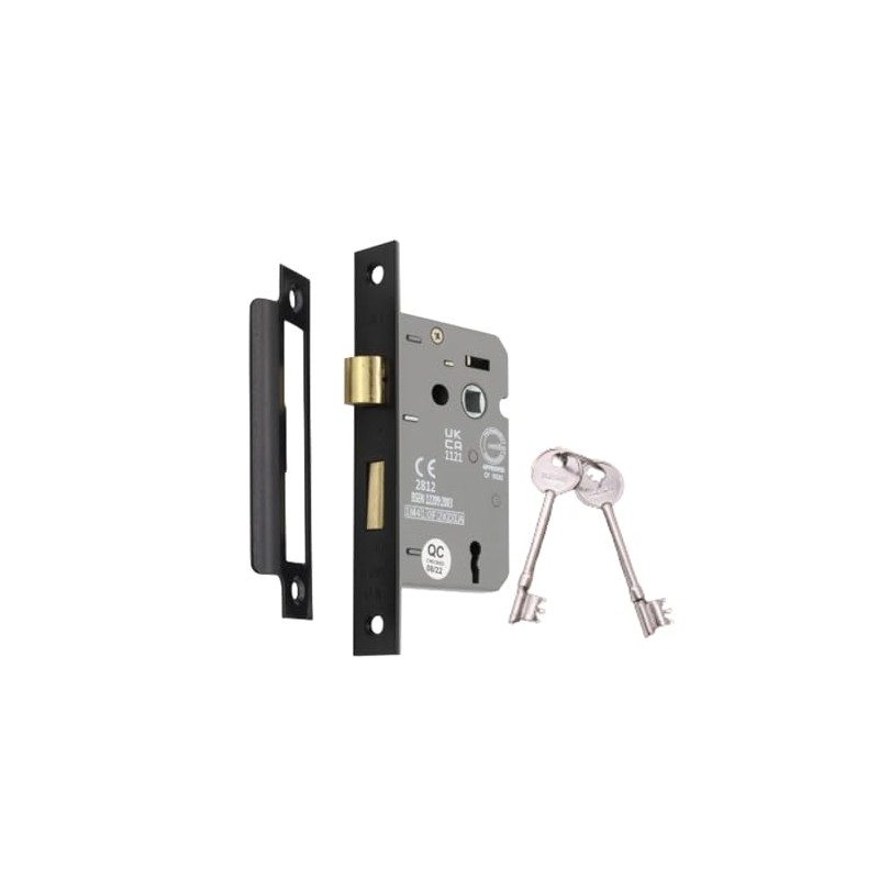 Infinity Decor CE Approved 2.5” Matt Black 3 Lever Mortice