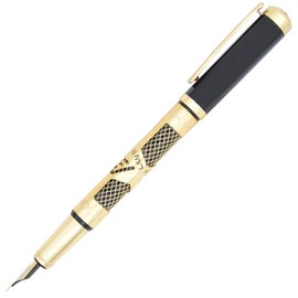 Gullor Metal Cutout Fountain Pen with with Converter and Gift Box, Fine Nib, Gold