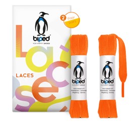 biped Laces 2 Pairs of Flat Shoelaces Made of Polyester, 10 mm Wide, Shoe Laces for Trainers and Sports Shoes, Tear-Resistant and Washable z2913 (#8 Neon Orange, 110 cm)