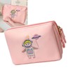 Spaceman Embroidered Mini Makeup Bag Zipper Closure Multi Compartment Travel