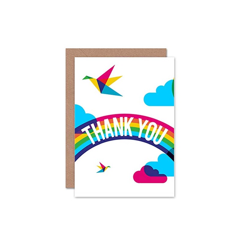 Wee Blue Coo Thank You Rainbow Origami Birds Sealed Greeting