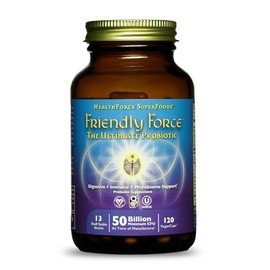HEALTHFORCE SUPERFOODS Friendly Force - 120 VeganCaps - Probiotic  Whole Foods Supplement - Digestive, Immune  Microbiome Support - Vegan, Gluten...  