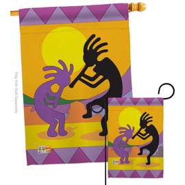 Southwest Kokopelli Garden House Flags Set Regional Desert Cactus Country Succulent Particular Area Small Decorative Gift Yard Banner Double-Sided Made in USA 28 X 40
