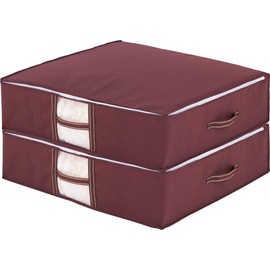 Astro 618-32 Duvet Single Size, Brown, 2-Pack, Non-Woven Fabric Storage Case with 3 Handles and Clear Window