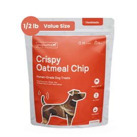 Pupums Healthy Dog Treats Non-GMO Grain Free Human Grade Crispy Oatmeal Chip Made in USA (8oz)