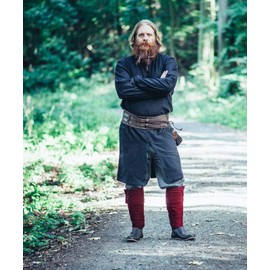 Leonardo Carbone® Viking Tunic Lennart - Medieval Clothing Men's Medieval Shirt, Casual Shirts Long Sleeves, Carnival Costume Men, Viking Tunic, LARP Clothing - 100% Cotton, black