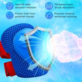 Kids Protective Gear Set Wemfg Knee Pads for Kids 3-8 Years Toddler Knee and Elbow Pads with Wrist Guards 3 in 1 for Skating Cycling Bike Rollerblading Scooter（BlueRed）