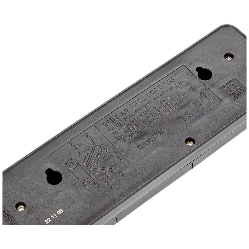 PRO ELEC - Extension Lead, 3 Socket, 2 Metres (Black)