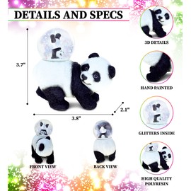 COTA Global Panda Snow Globe - Wildlife Animal Water Globe Figurine with Sparkling Glitter, Zoo Collectible Novelty Ornament for Home Decor, for Birthdays, Christmas, Valentine – 45mm