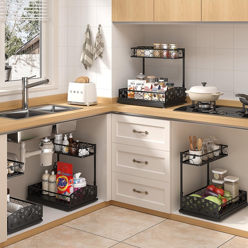 Sevenblue 2 Packs Under Sink Organizer, High Adjustable 2 Tier