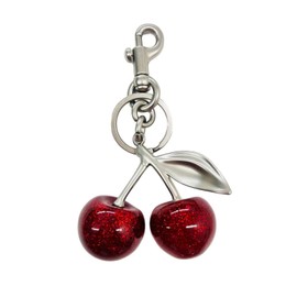Qiansail Cherry Bag Charm Purse Charms, Cute Cherry Keychain Purse Accessories Gifts for Women Birthday Christmas (Silver Clip-Red)