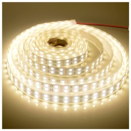 DealLED Super Bright 12V Double Row 600LED LED Strip Light, IP67 Waterproofing Sleeve, Without Power Supply (4000K Natural White)