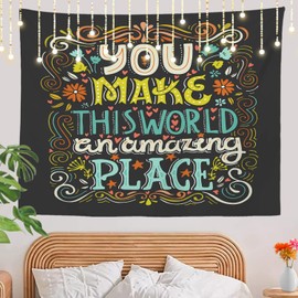 Shrahala School Inspirational Words Wall Tapestry, Motivational Quote Unique Handdrawn Lettering Wall Hanging Large Tapestry Decoration Polyester Fiber for Dorm Room Bedroom 39.1" L x 59.1" W