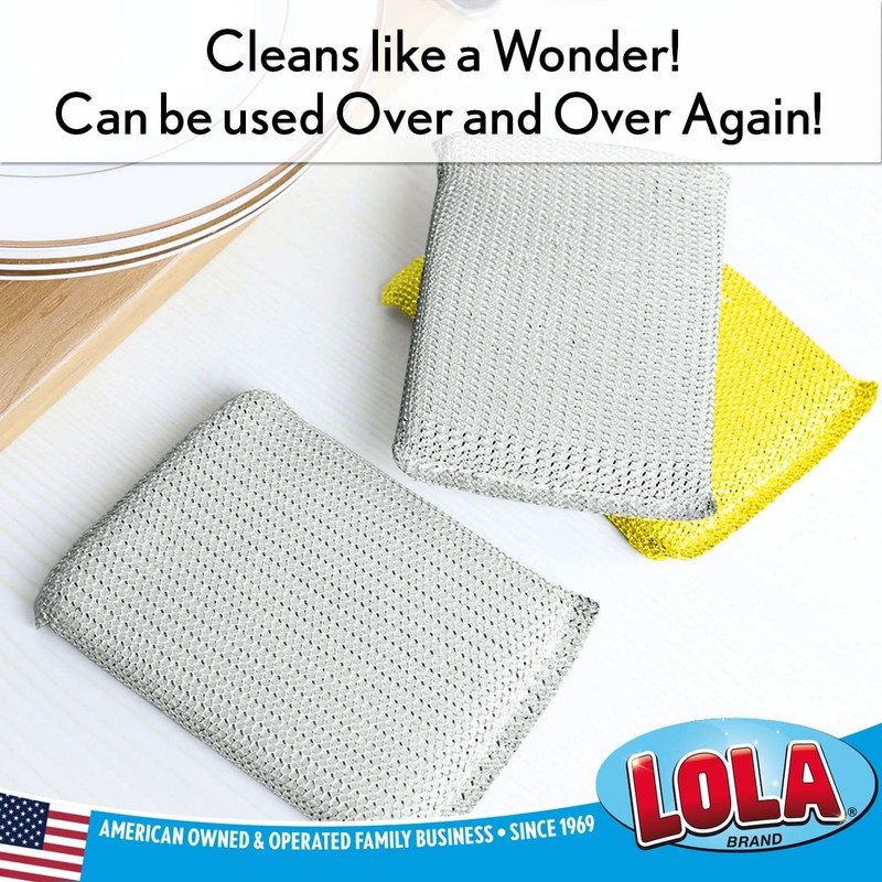 Lola Products Wonder Non-Scratch Scouring Pad, Large Knitted Flat Wire