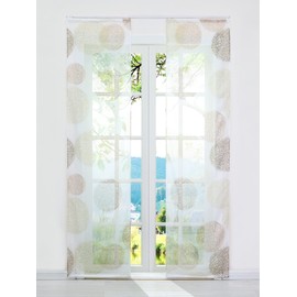 ESLIR Sliding Curtains, Set of 2 Panel Curtains with Velcro Tape, Transparent Curtain with Branches Pattern, Voile Sand, W x H 57 x 175 cm, Pack of 2