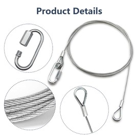 2Pcs Lift Cable Replacement for Gorilla Lift with EZ Spring Clips, Stainless Steel Cable for Trailer Gate Lift Trailer Gate Assist