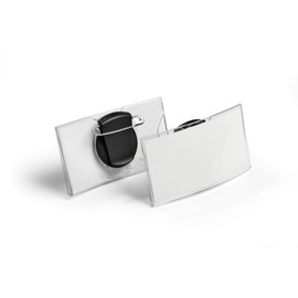 Durable Name Badges Convex with Combi-Clip for Pin or Clip to Clothing 75 x 40 mm Ref 8124 (Pack of 25)