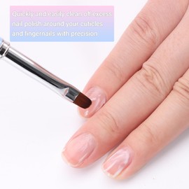 INENK Nail Art Clean Up Brushes for Cleaning Polish Mistakes on the Cuticles, Acetone Resistant Nail Brush, Fingernail Cleaning Brushes for Nail Art and Designs (Round&flat&Bevel)