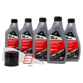 Factory Racing Parts Full Synthetic Oil Change Kit compatible with Yamaha YZF-R1/M– Includes 5 Quarts of SAE 10W-40 Oil, 1 Filter, 1 Crush Washer, 1 Funnel, 1 Oil Change Reminder Sticker