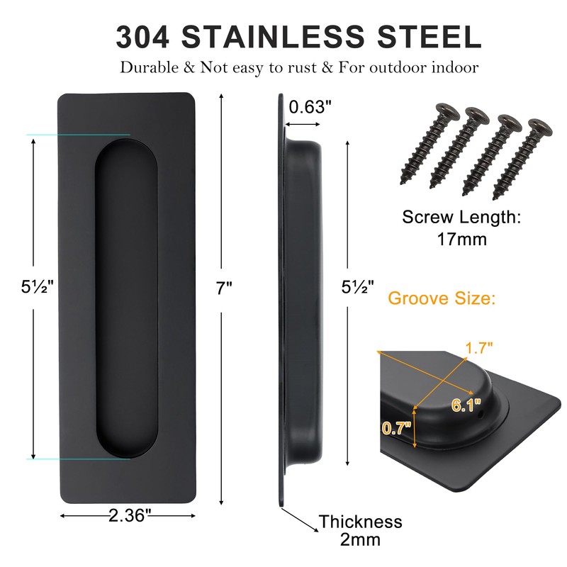 Cozy Tower 7 Inch Recessed Finger Pulls for Pocket Door