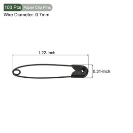 YOKIVE Pack of 100 Safety Pins, Large Metal Sewing Needles | Crafts, Ideal for Clothing, Knitting, Sewing (Black, 1.46 inches)