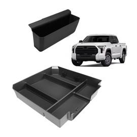 Muslogy Center Console Organizer & Shifter Storage Box Compatible with Toyota Tundra 2022 2023 2024 2025 Accessories Phone Pocket Charge Area Console Inserts Storage Divider Passenger Side Only 2PCS
