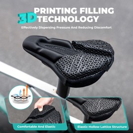 ROCKBROS Bicycle Saddle Cover Gel Bicycle Seat Padding 3D with Waterproof Saddle Protector Bicycle Saddle Cover for Road Bike Mountain Bike Shockproof and Decompression