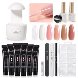 GAOY- Kit de uñas de gel polivinílico con luz ultravioleta, kit de extensión de uñas de gel constructor de 6 piezas para principiantes con todo