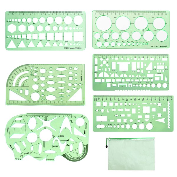 SwirlColor Hole Template, 10-18 cm Measuring Stencils Green Plastic Transparent