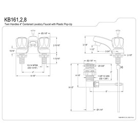 Kingston Brass KB161 American Twin Acrylic Handle 4-Inch Centerset Faucet, Polished Chrome