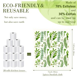 6 Pcs Swedish Kitchen Dish Cloths Kitchen Towels Reusable Sponge Cleaning Cloths Wipes Absorbent Dish Cloth Quick Drying Washable Decorative Tea Towels No Odor Bar Hand Towel (Leaves)