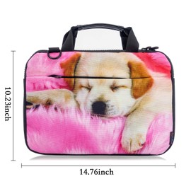 Mibbxea 13 13.3 Inch Laptop Bag with Shoulder Strap, Canvas Messenger Bag, Travel Bag, Protective Carry Bag with Adjustable Strap, for 12-13.3 Inch Computer, Ultrabook, Netbook, Cute Dog