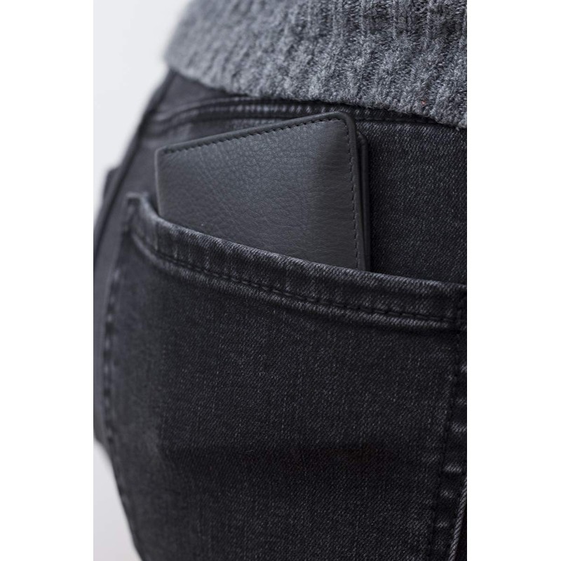 LEAS Minibörse extra dünn Echt-Leder, schwarz Mini-Edition