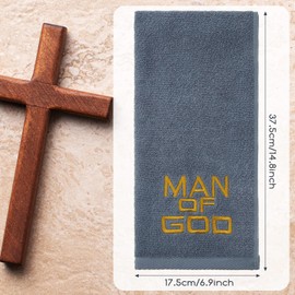 Buryeah 2 Pcs Pastor Towels for Men Pastor Hand Towel Clergy Hand Towels Man of God Towel Embroidered Hand Towels for Pastor Father's Gift(Man of God,Blue)