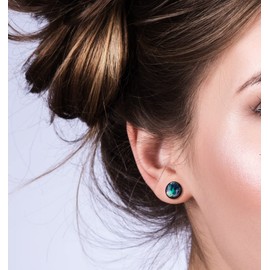 SIISPRI 316L Surgical Stainless Steel galaxy Round Circle Button Stud Post Earrings 10MM (silver)