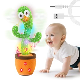 Rechargeable Dancing Talking Cactus Toy with Adjustable Volume, Interactive Cactus Baby Toys for Toddler, Boys Girls Gifts Singing Mimicking Recording Repeating What You Say with 120 English Songs