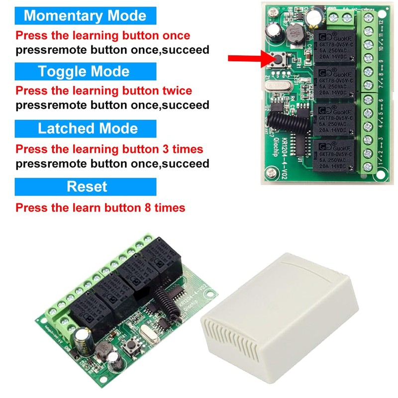 QIACHIP DC 12 V 24 V Wireless Remote Control Switch