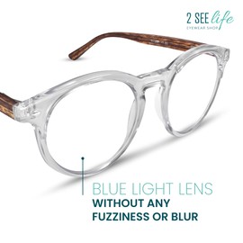 2SeeLife-Gafas de luz azul redondas transparentes para hombres y mujeres para lucir modernas con visión clara, gafas de lectura resistentes y duraderas para mujeres y hombres, cómodas para todas las f