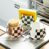 Kitchen Sponge Holder, Ceramic Sponge Organizer Checkered Scrubby Holder Sink
