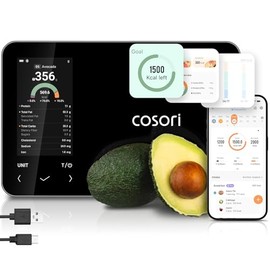 Cosori Smart Food Scale with Nutritional Calculator, USB Rechargeable, 11lb | AI Food Scan, Barcode Scan, 50 Food Preload, Free APP with 19 Nutrients,