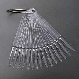 50X Nail Art Tips Colour Pop Sticks Display Fan Practice starter ring Clear Natural Stiletto Nail Sticks Fan-shaped Nail Art False Tips Colour Card (Clear)