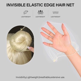 Hair Net 20 Inches 100 Pcs Hairnets for Women, Elastic Edge Mesh Invisible Hair Nets for Women Sleeping,Ballet Bun,Food Service,Work and Wig (100Pcs,Beige)