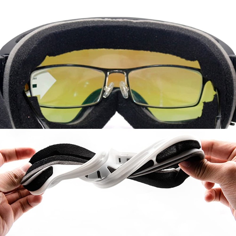 Ski Goggles, Rx Insert, Optical Adapter, Flexible, Bendable, Universal Size,