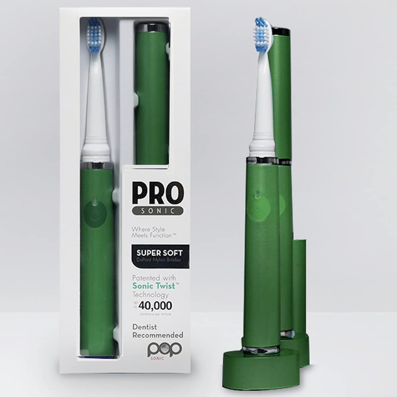 Pop Sonic Ultimate Pro Rechargeable Toothbrush (Green) - 40,000 Strokes/Min