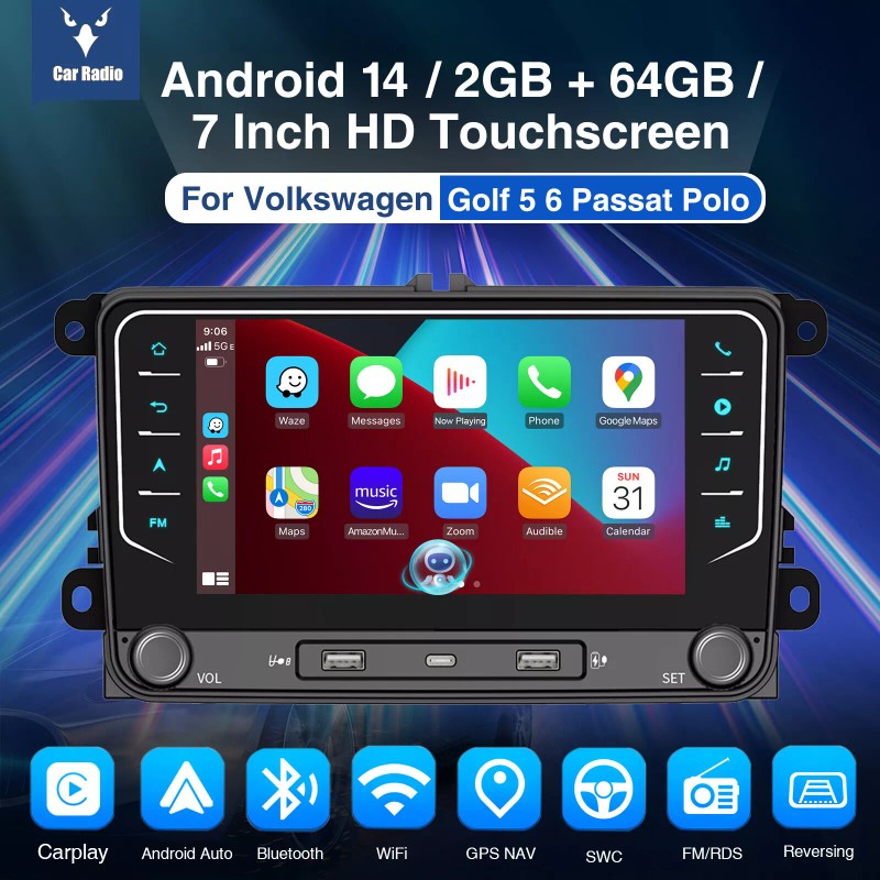 ESSGOO 7" Android14 For VW Volkswagen Jetta Passat Car Stereo