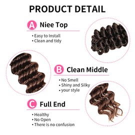 22 Inch Deep Twist Crochet Hair, 6 Packs, Ocean Wave, Curly, Bohemian Crochet Braids, Deep Wave Hair Bundles, Synthetic Hair Extensions for Women