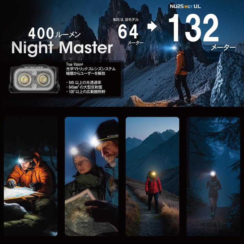 Nitecore NU25 MCT UL - 400 Lumens, 3 Colour Temperatures,