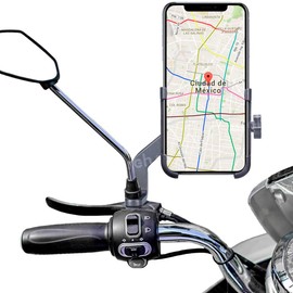 Archy Base Soporte Porta Celular para Motocicleta Rotacion 360 Aleacion Metal Ultra Firme Vertical Universal Accesorios para Moto Motoneta Espejo Retrovisor Seguro (11261C2) (Negro)